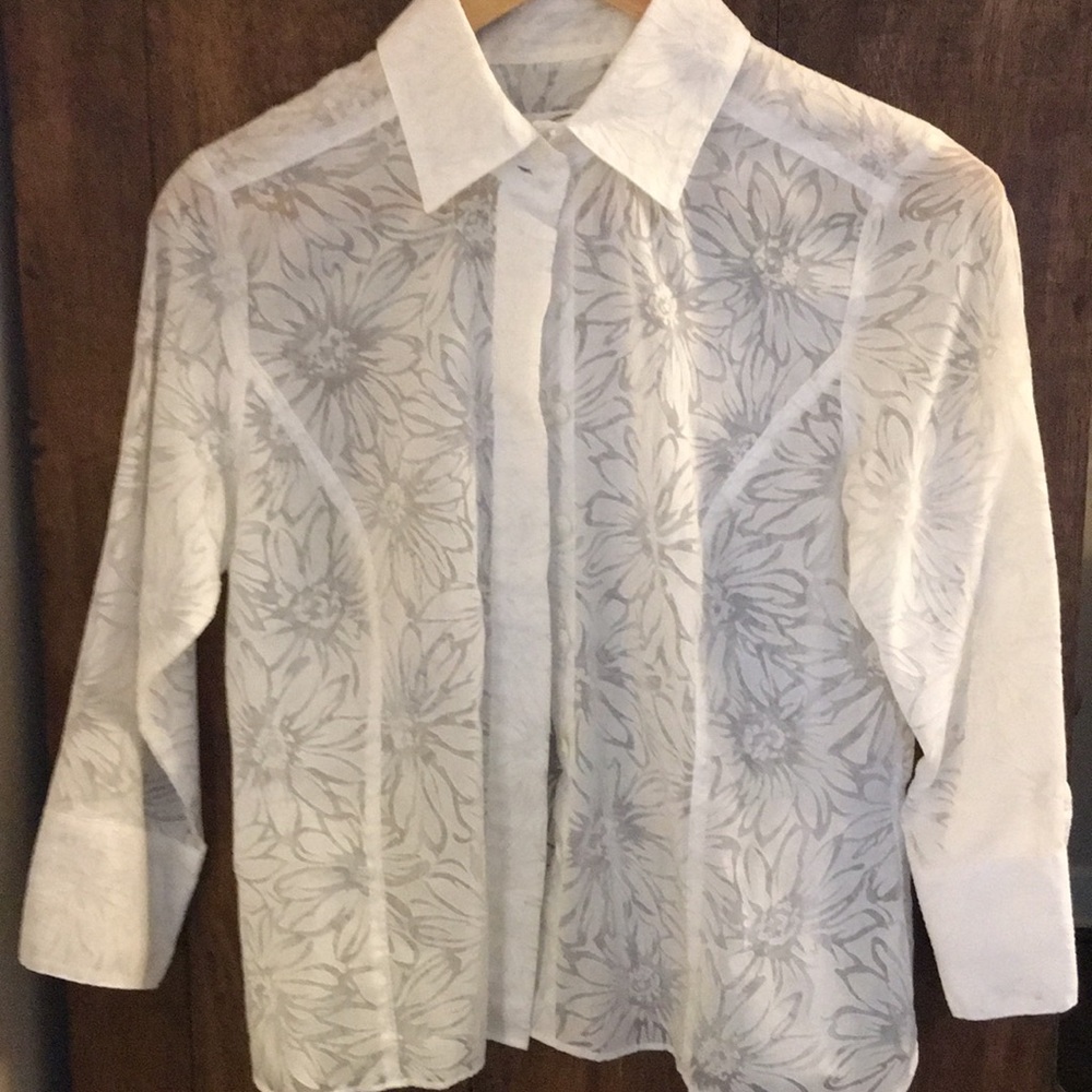 Talbots flower etched shirt